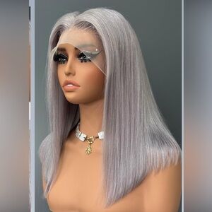 12” Silver Grey Human Hair Wigs, 13x4 HD Lace Front Wig
